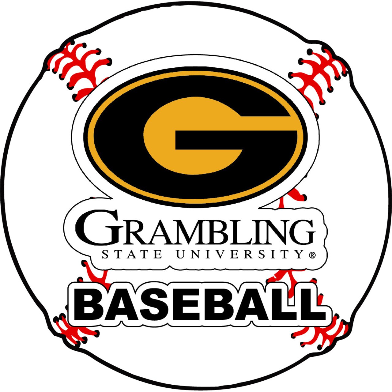 R and R Imports Grambling University Tigers 4-Inch Round Baseball Vinyl Decal Sticker